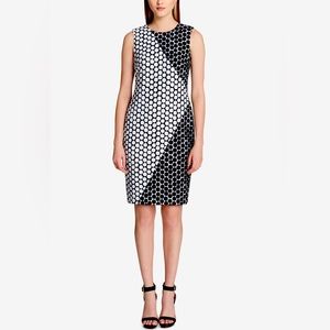 **EUC** Calvin Klein Colorblocked Dot Print Sheath Dress